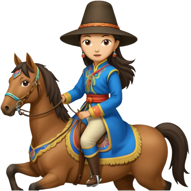 mongolian woman on horse emoji