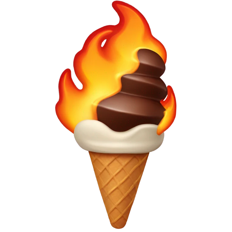 Chocolate ice cream on fire emoji