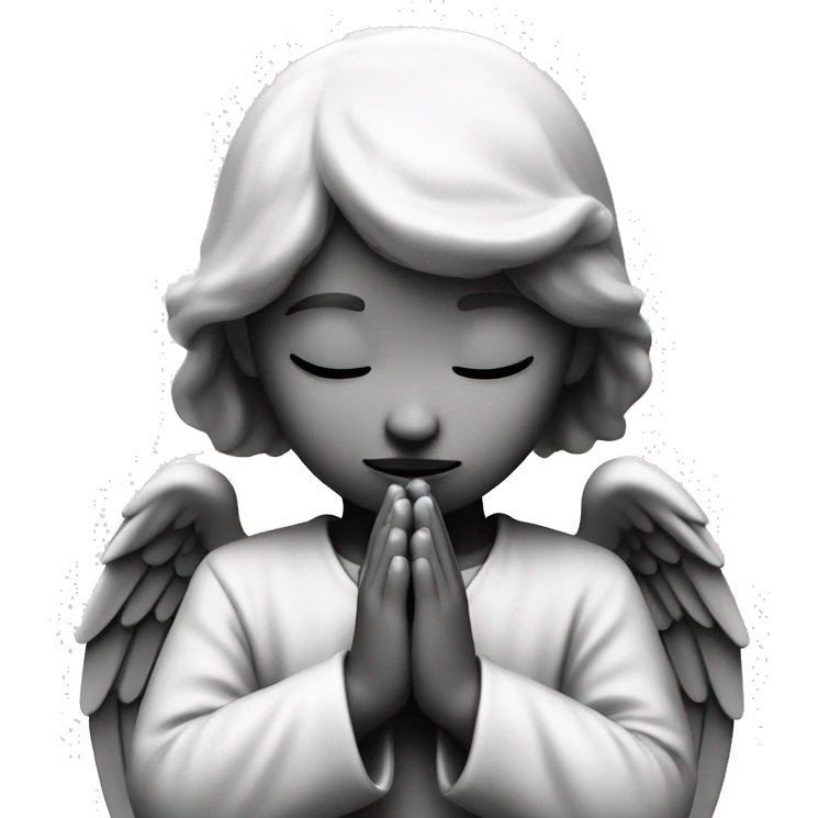 classic monochrome angel`s fase praying  emoji