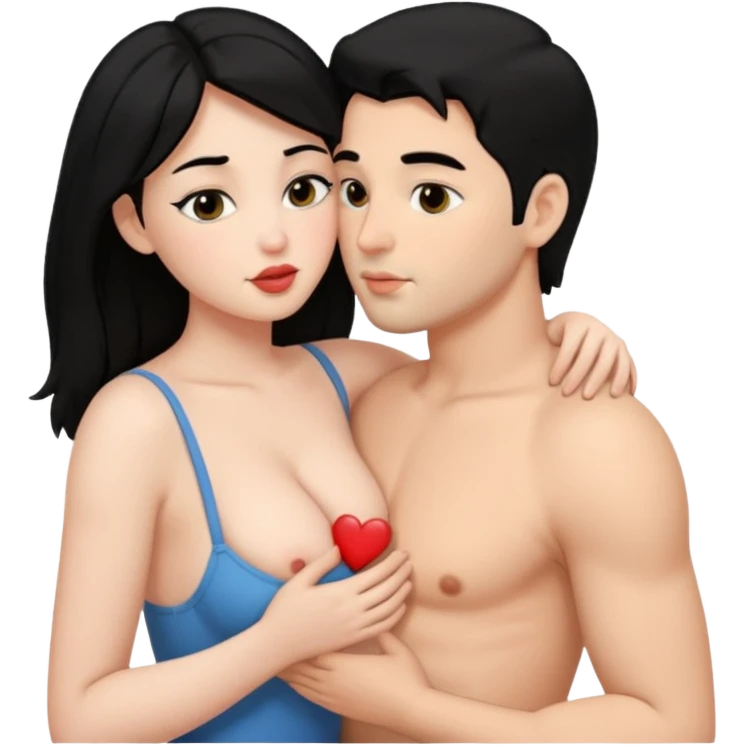 naked couple sex emoji man Kissing & holding boobs couple have black hair emoji