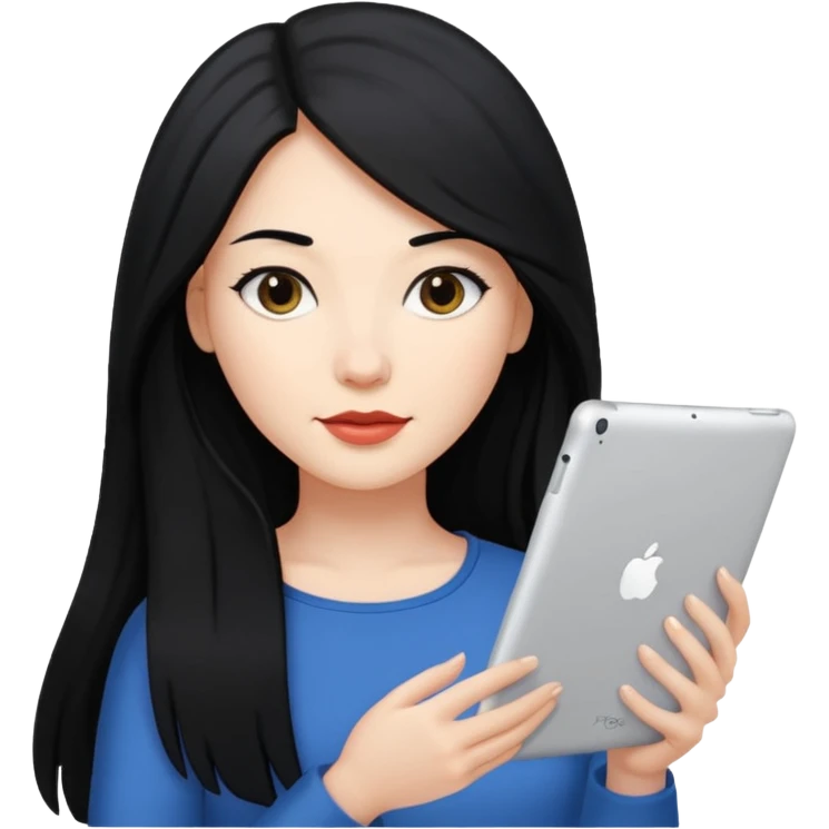 ESTUDIANTE CON IPAD mujer cabello largo emoji