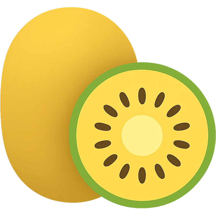 minimal flat icon of golden kiwi fruit, yellow and green, clean lines, no background emoji