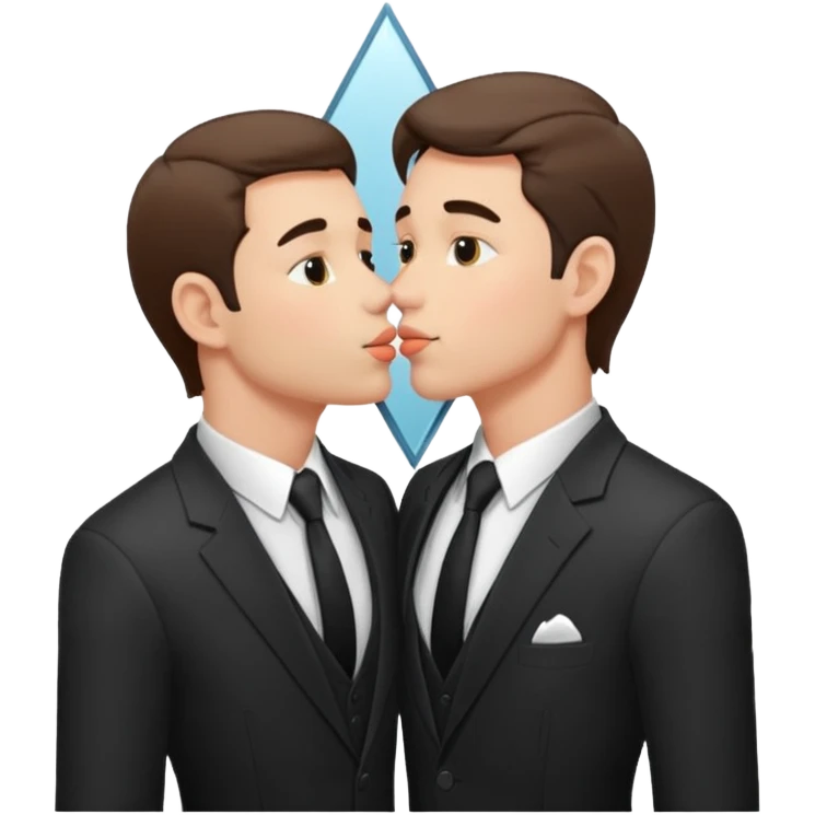 Narcissist fully dressed man looking in a mirror and kissing his reflection  emoji