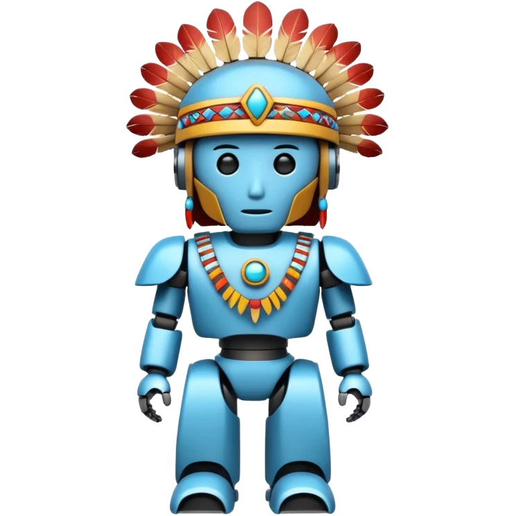 Full Robotic figure wearing native American regalia emoji