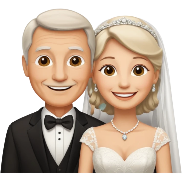 old couple on wedding day emoji
