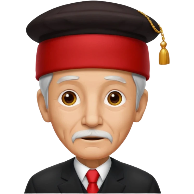 black suited old man with red fes hat emoji