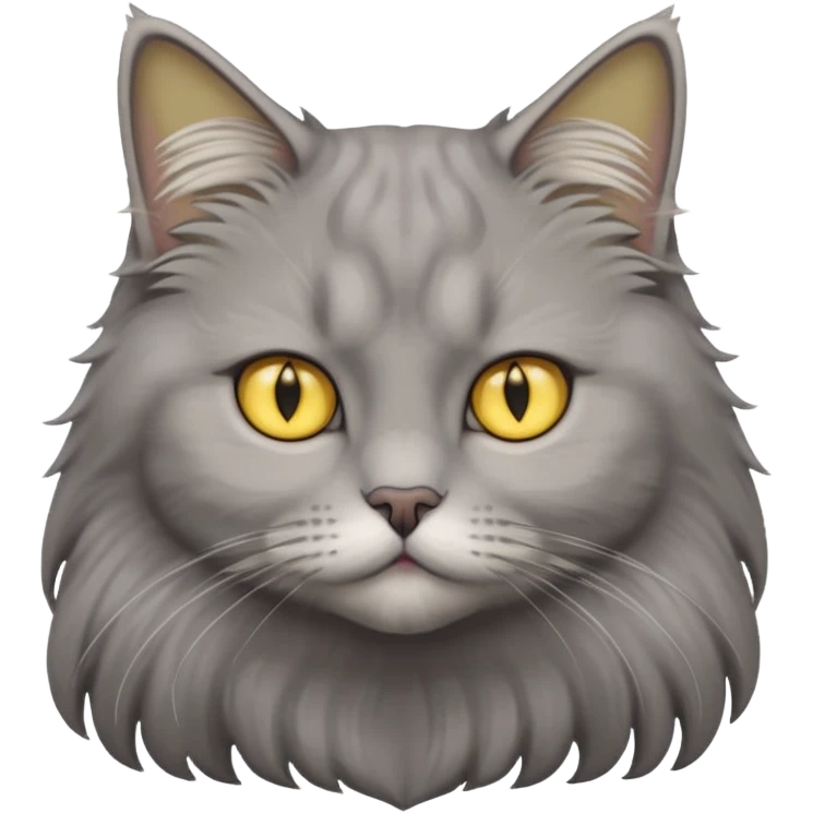 grey fluffy british long hair cat with yellow eyes cuteer  emoji