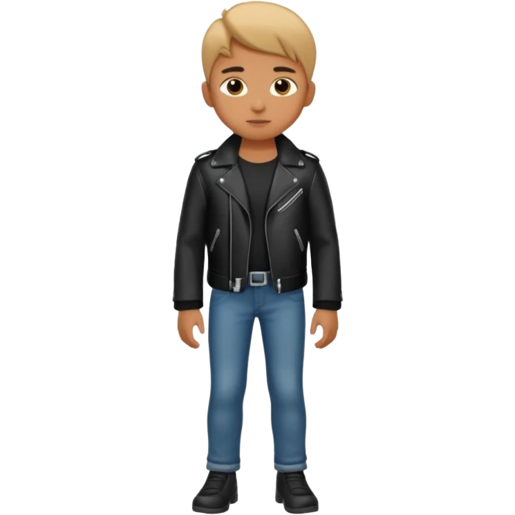 Boy in leather jocket, full body emoji