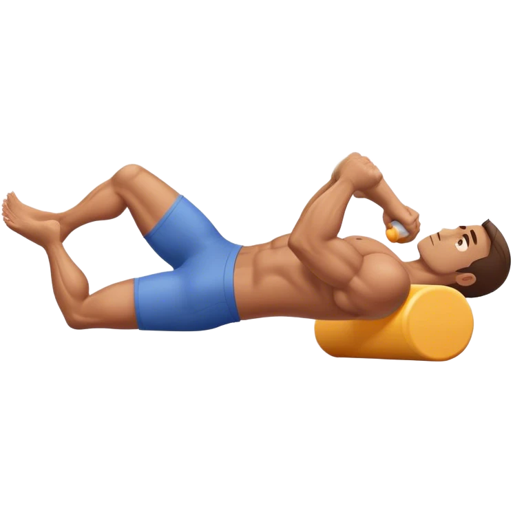 buff guy lying lats down on foam-roller emoji