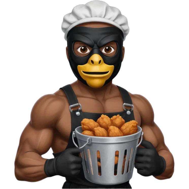 black guy, thug, robber mask, stealing, fried chicken, emoji