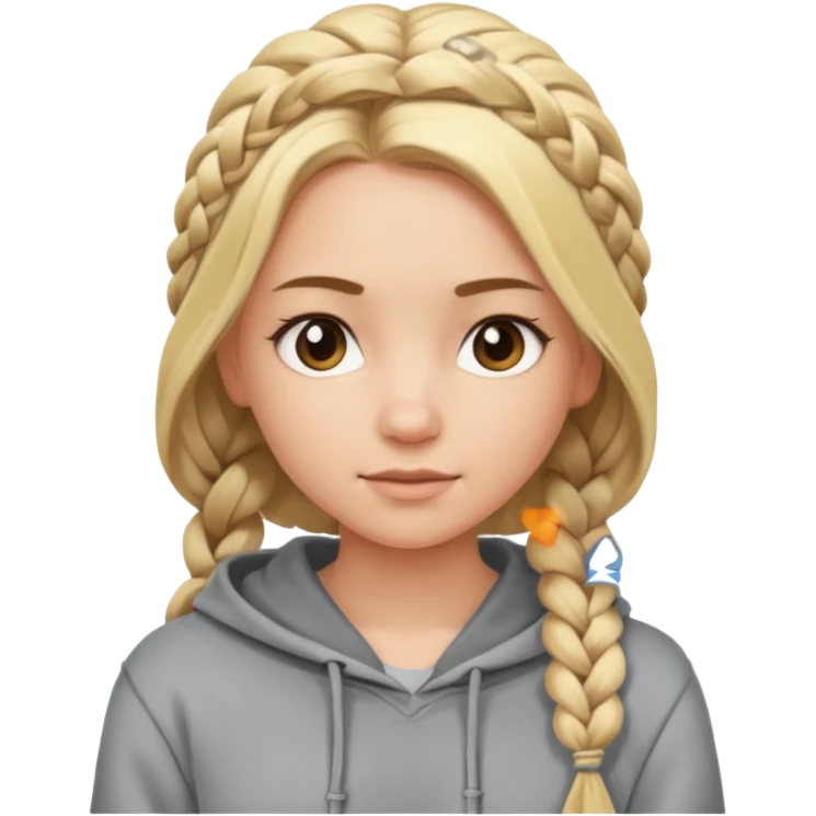 braided blonde girl with hoodie emoji