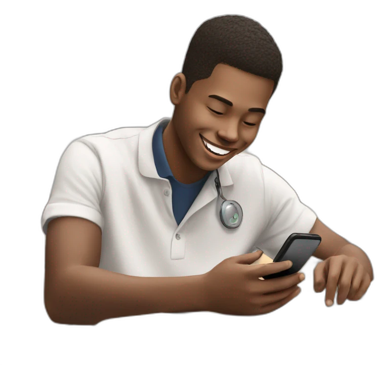 a student shows a mobile phone while he takes an exam emoji
