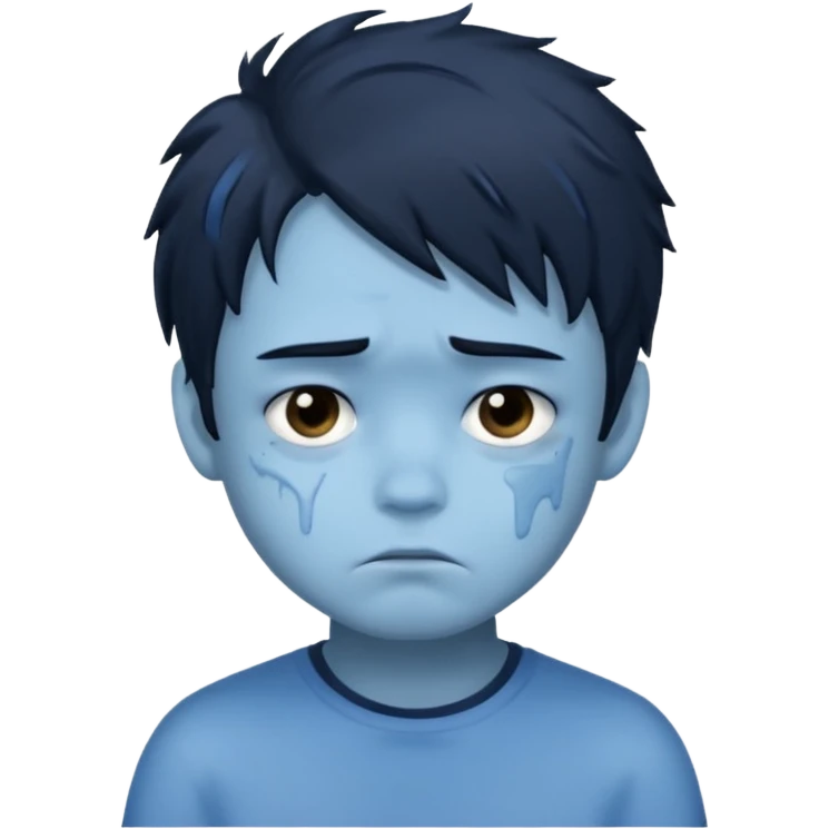 Sad face blue. emoji  boy emoji