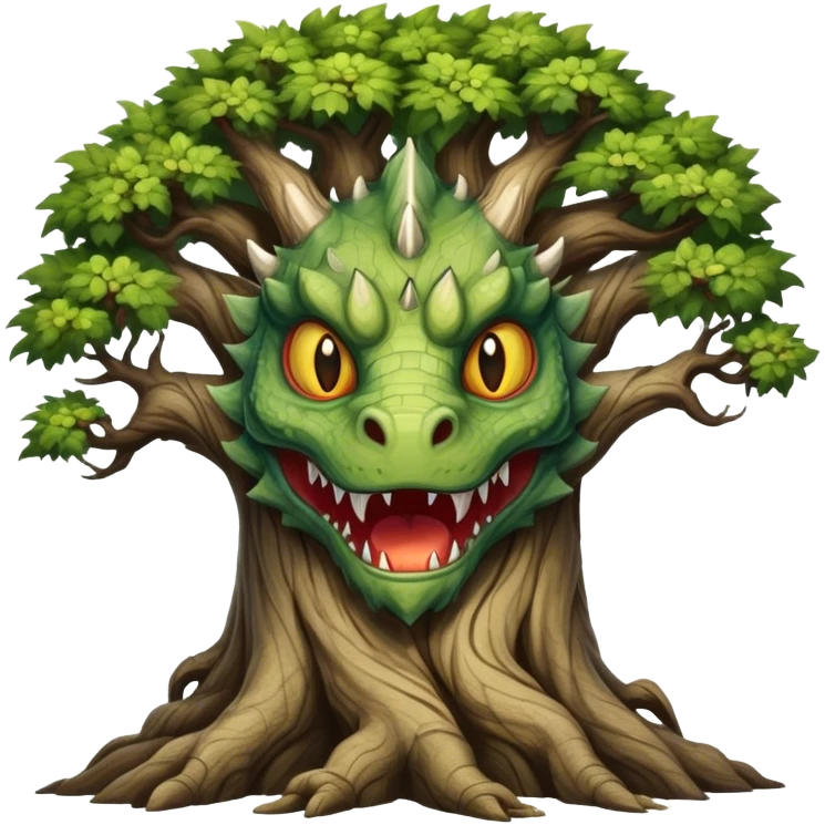A tree with a dragon's face. emoji