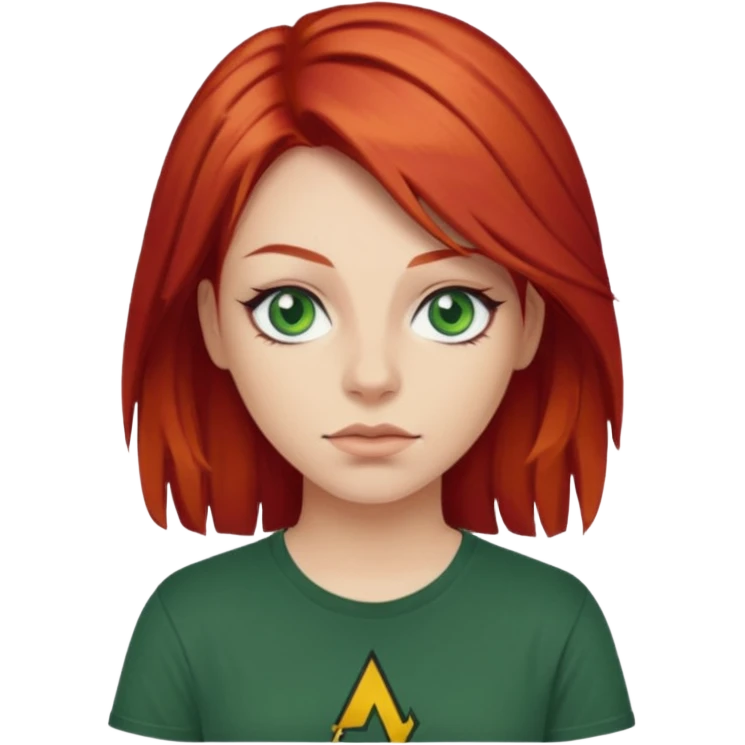 Ruiva com olhos verdes cabelo ruivo rockera camisa nirvana  emoji
