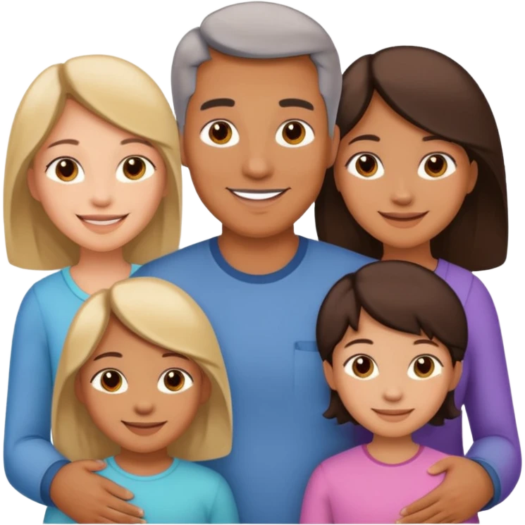 peut tu me cree une image dune famille de 5 papa maman 3 fille enfant emoji