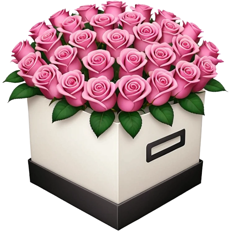 bouquet of pink 30 roses in a white box emoji | AI Emoji Generator