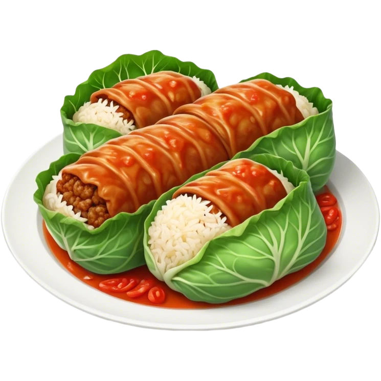 Cinematic Realistic Go≈ÇƒÖbki Dish Emoji, featuring cabbage rolls stuffed with rice and meat rendered with lifelike detail and inviting, homey lighting. emoji