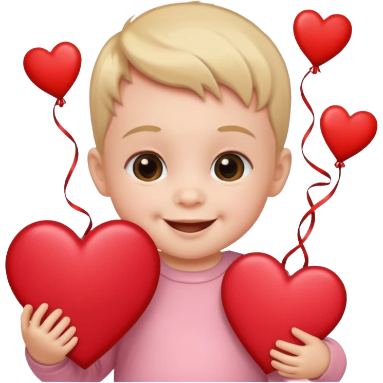 baby on a paper background with valentines day decor emoji