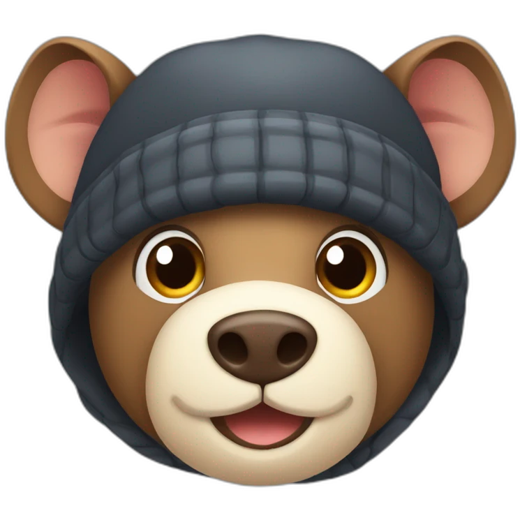 Full face style unemotional boar with stubble in a winter hat emoji