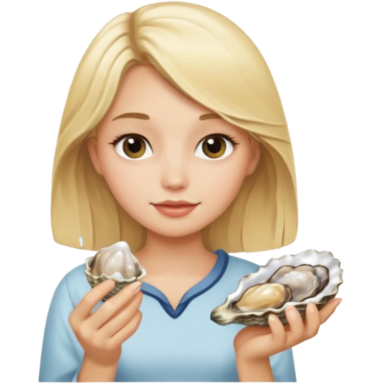 Blonde girl, holding Oyster emoji emoji