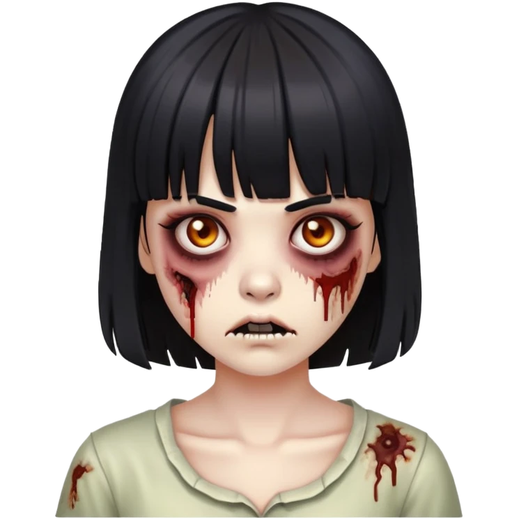 menina zumbi com cabelo preto e franja emoji