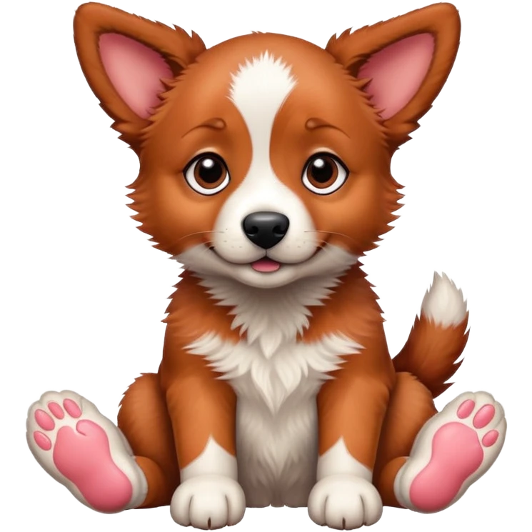 Red heeler puppy with paw raised emoji