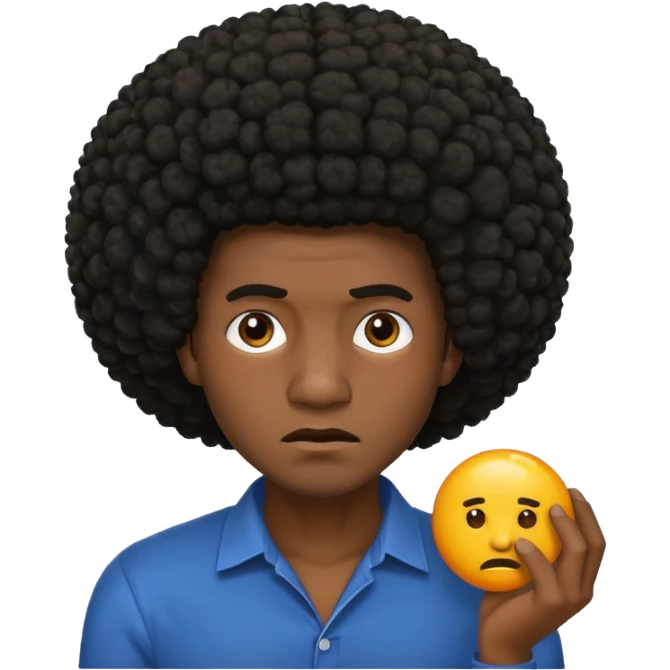 A black guy with an Afro trying to strangle himself  emoji