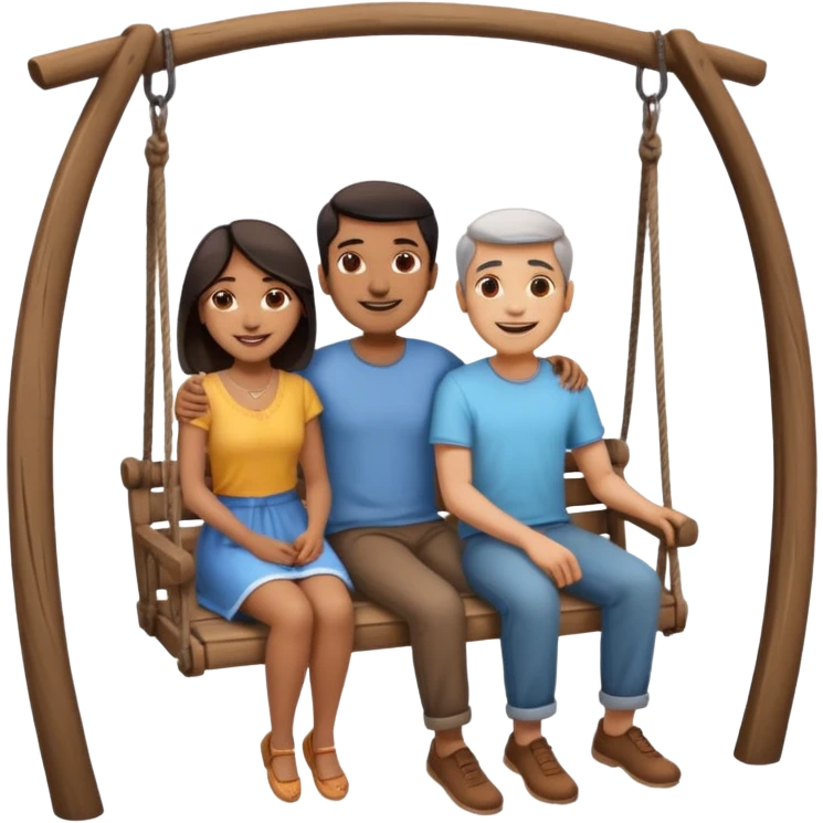 indian man and woman sitting on two seater swing emoji