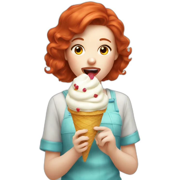 redhead licking icecream emoji