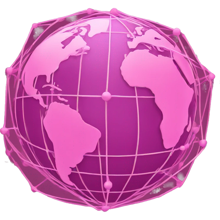 Pink connected network globe   emoji