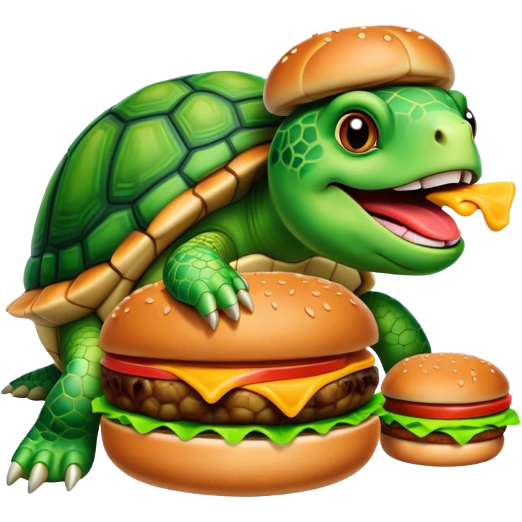 turtle eating burgers emoji
