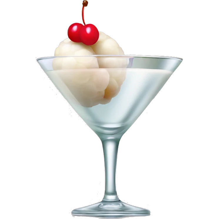 lychee martini with only 1 lychee on the drink emoji