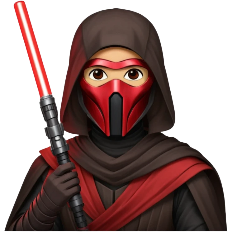 Darth Revan with his mask on holding red lightsaber mainly face shot not as much body emoji