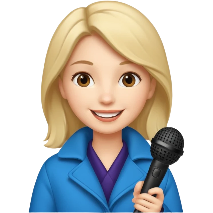 woman with winter clothes holding microphone emoji