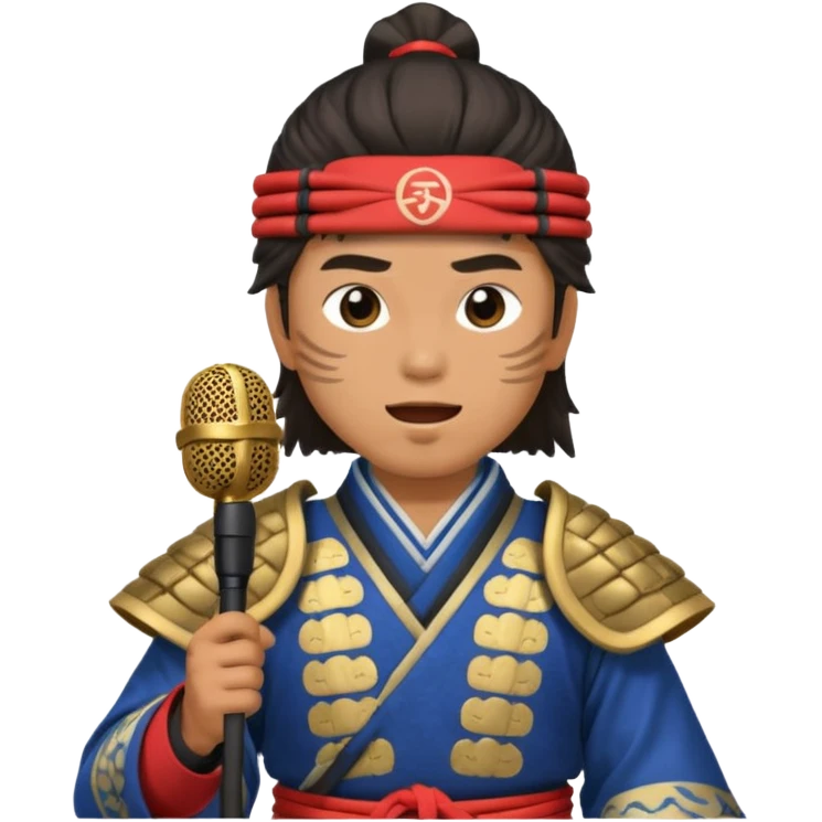 samurai singing with micro emoji
