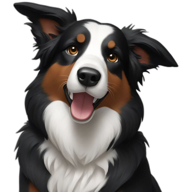 Border Collie black  with one erect ear and one lying ear emoji