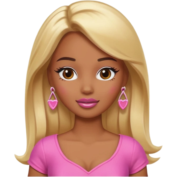 Brown skin blonde Barbie blushing emoji