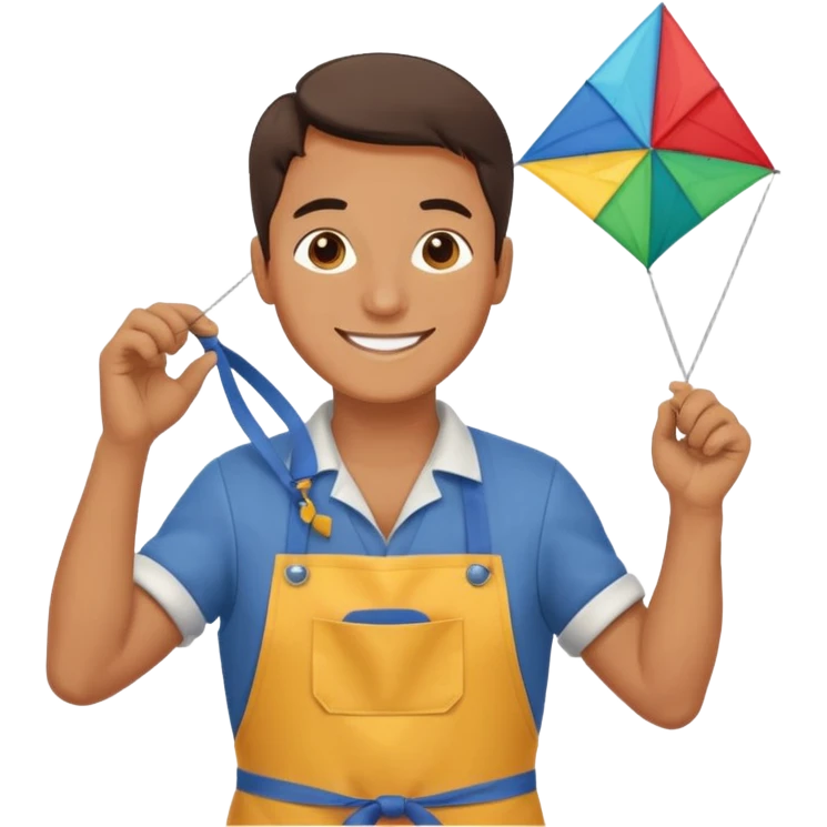 Kite Maker, making a kite pose. emoji