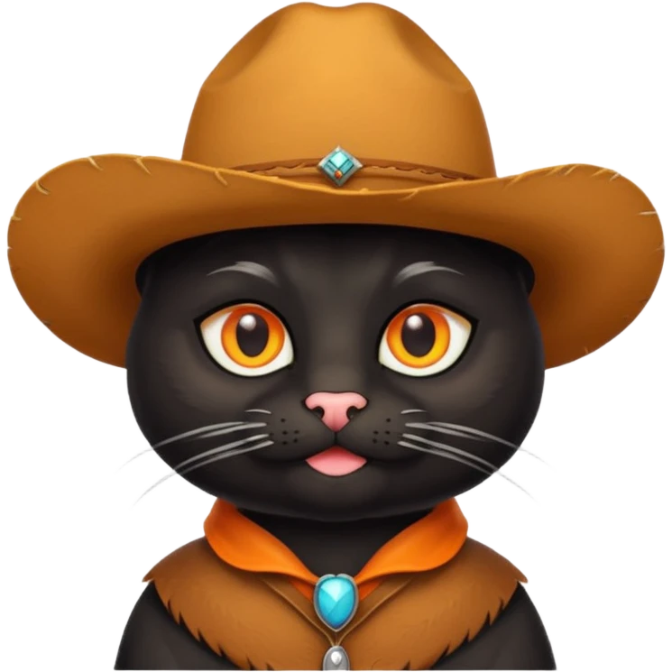 combine the cowboy empjis with a bclack cat emoji and make it have a moustache emoji