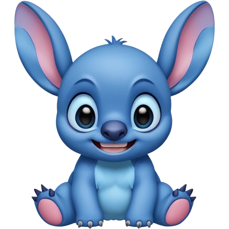 Emoji of cute stitch smiling with ears up emoji