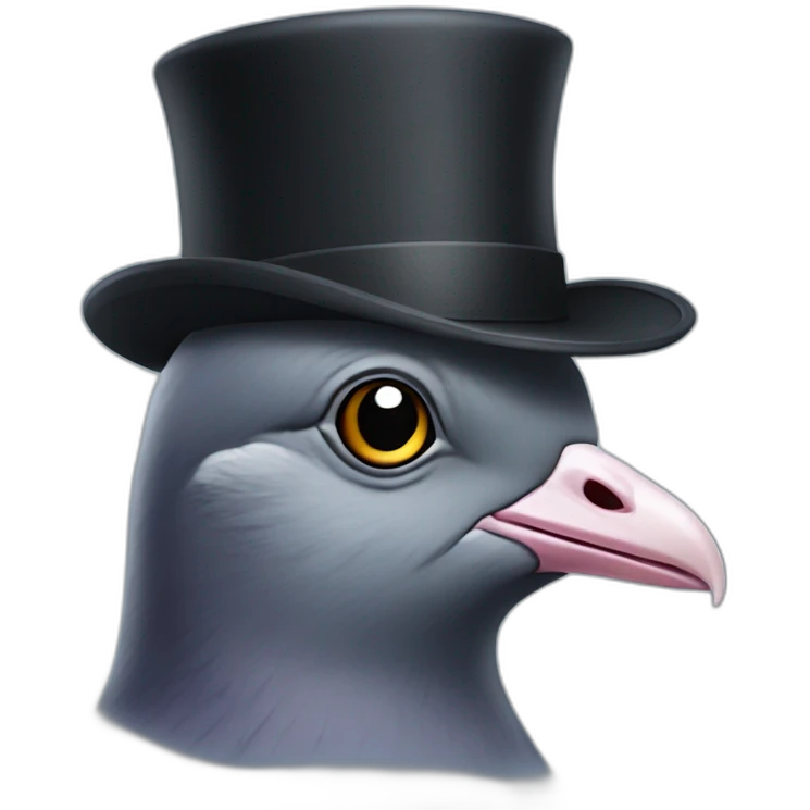 front facing pigeon wearing a bowler hat emoji