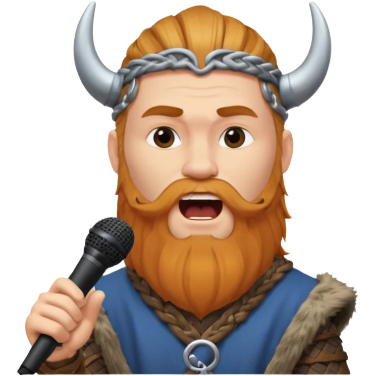 viking singing with micro, half body emoji