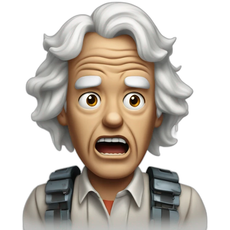 1955 Doc Brown from back to the future looking shocked and his mouth wide open. No eye-ware. emoji