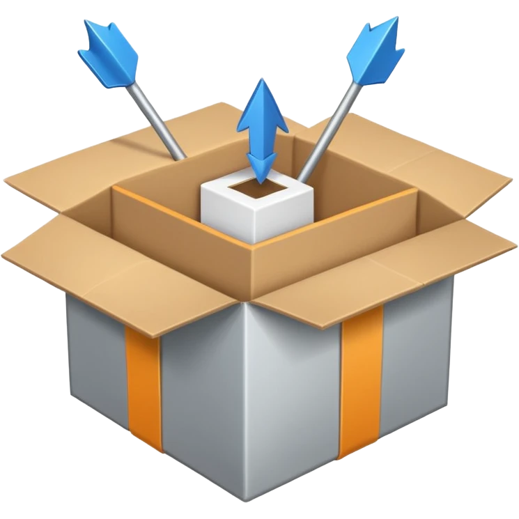 package box with arrows circling around it emoji