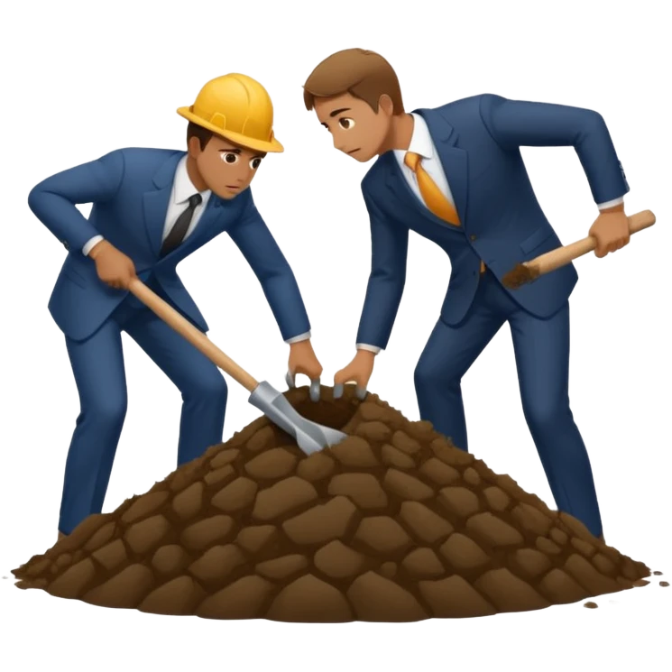 a guy in a suit digging and another suspicious guy trying to prevent him from digging emoji