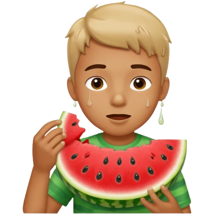 Boy eating watermelon  emoji