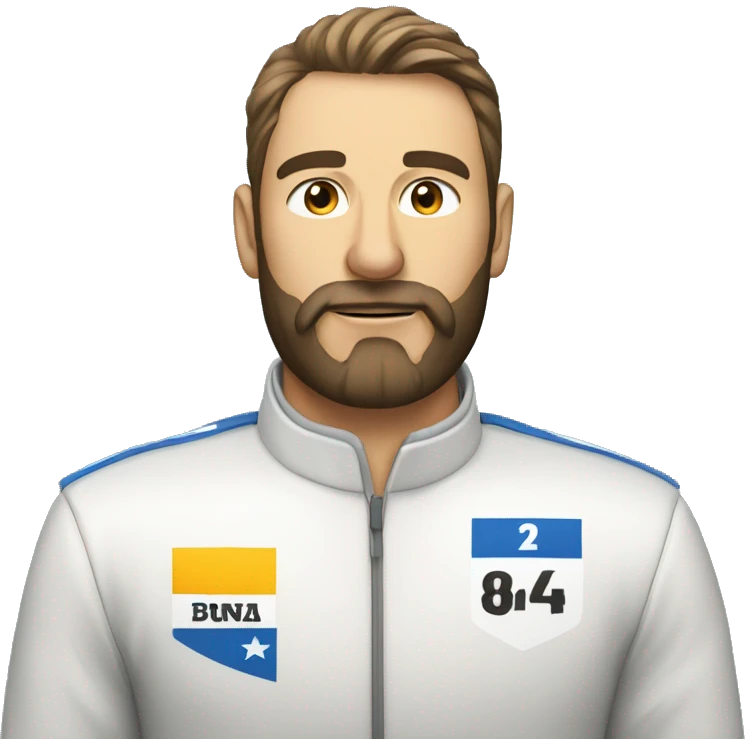 bold man with beard in racing sui emoji