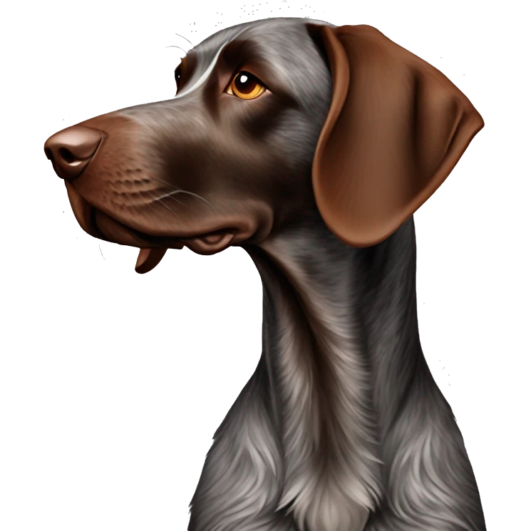 Dark brown german wire haired pointer with a red beard emoji