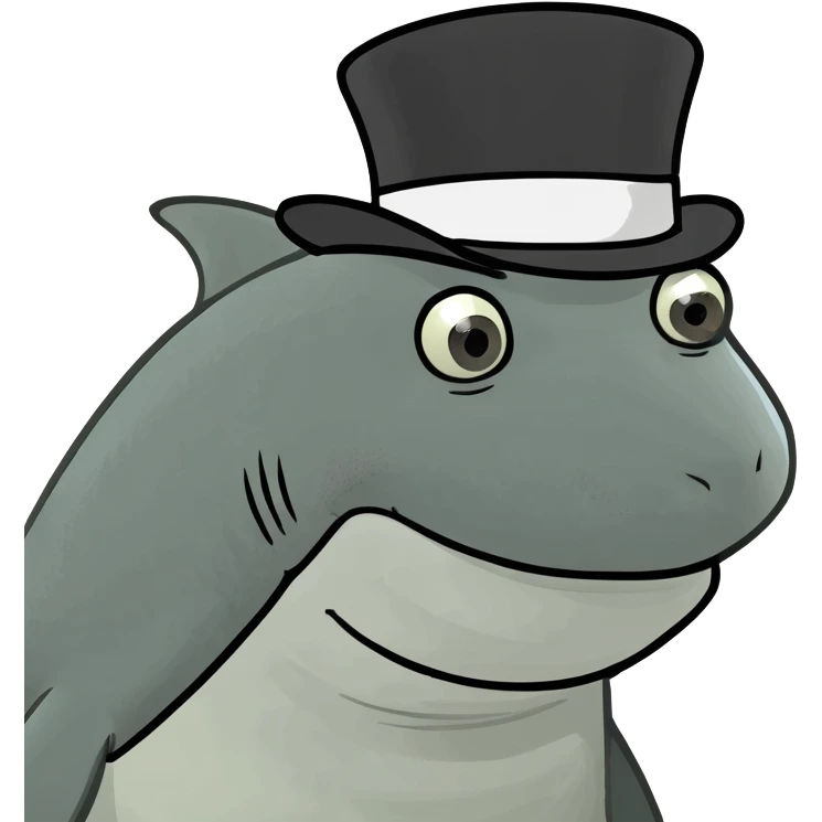 Shark with a top hat emoji